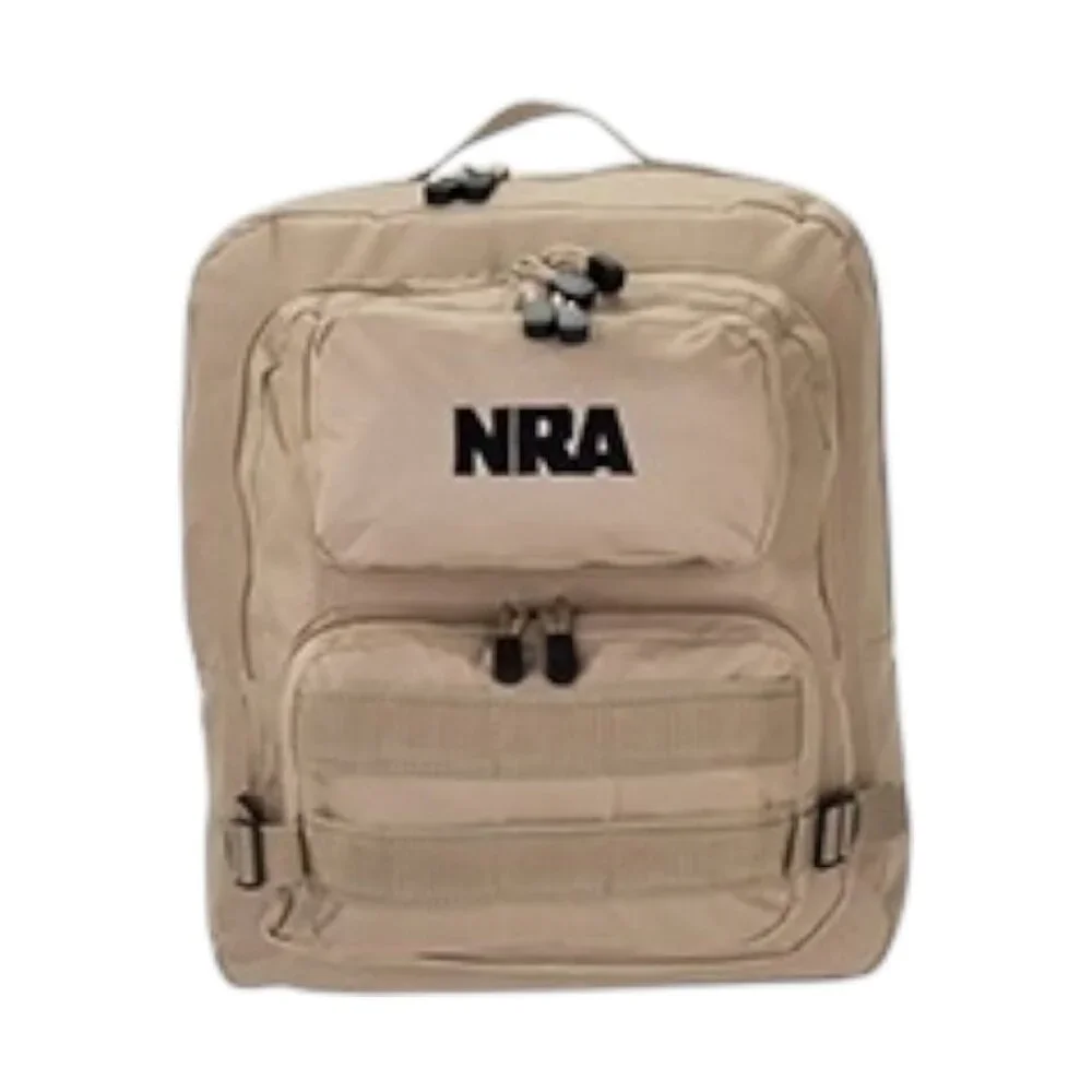 NRA Tan Tactical Backpack Multi-Pocket Adjustable Straps Mesh Back Lightweight - Picture 2 of 15